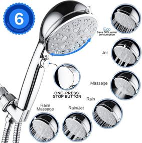 img 3 attached to New Generation High Pressure Shower Head with Handheld - 6 Spray Settings, ON/Off Switch, Extra Long Hose, and Holder - Chrome Finish