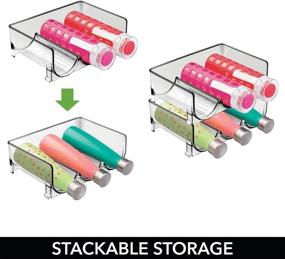 img 2 attached to mDesign Plastic Stackable Water Bottle Holder Stand - Modern Vertical Storage Organizer for Kitchen Countertops, Pantry, Fridge - Holds 12 Containers, 4 Pack - Smoke Gray Tint