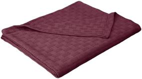 img 3 attached to 🏷️ 100% Cotton All Season Blanket - SUPERIOR Full/Queen Size with Basket Weave Design in Plum