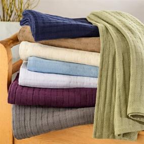 img 1 attached to 🏷️ 100% Cotton All Season Blanket - SUPERIOR Full/Queen Size with Basket Weave Design in Plum