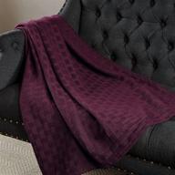 🏷️ 100% cotton all season blanket - superior full/queen size with basket weave design in plum logo