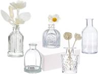 🌷 bud vases in bulk - set of 5 eylkoi vintage glass vases: various shapes, mini & clear for centerpiece, wedding table logo