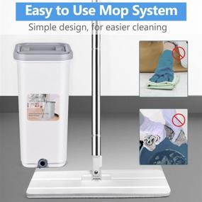 img 2 attached to Aifacay Flat Mop and Bucket Floor Cleaning System with 8 Microfiber Refills - Easy Hands-Free Wringing, 57 Inch Handle - Ideal for Hardwood Laminate Floors