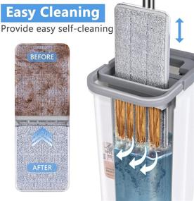 img 3 attached to Aifacay Flat Mop and Bucket Floor Cleaning System with 8 Microfiber Refills - Easy Hands-Free Wringing, 57 Inch Handle - Ideal for Hardwood Laminate Floors