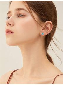 img 1 attached to 🏔️ CiNily Opal Stud Earrings: 14K White Gold Plated, Triangle Cut, Mountain Jewelry for Women & Teens