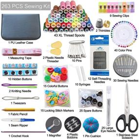 img 3 attached to Large Sewing Kit - 263 Pcs Basic Premium Tools and Supplies, 43 XL Thread Spools – Complete Needle and Thread Kit for Travelers, Adults, Kids, Beginners, Emergency Repairs, DIY, Home Sewing