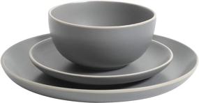 img 2 attached to Gibson Home Rockaway 12-Piece Grey Matte Dinnerware Set – Service for 4