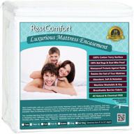 🛏️ restcomfort full size zippered mattress protector encasement - hypoallergenic, water resistant, dust mite & bed bug proof with cotton terry top (stretches 9”-15” depth) logo