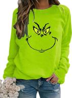 🎄 oipunshle women's y2k funny green stole cartoon graphic sweatshirts christmas raglan sleeve pullover shirts tops logo