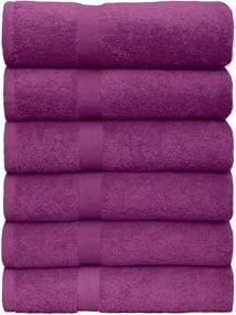 img 4 attached to 🏊 Bliss Casa 24x48 Inch Cotton Gym Towels for Hair, Pool, Spa, and Gym - Lightweight, Highly Absorbent, Quick-Dry Towels Set (Pack of 6, Plum)