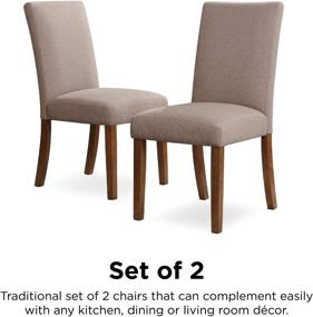 img 3 attached to 🪑 Dorel Living Linen Upholstered Parsons Chairs - Set of 2, Taupe/Pine: Comfortable & Elegant Addition to Any Space