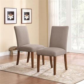 img 4 attached to 🪑 Dorel Living Linen Upholstered Parsons Chairs - Set of 2, Taupe/Pine: Comfortable & Elegant Addition to Any Space