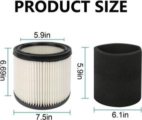 img 3 attached to Shop-Vac 5 Gallon and Up Wet & Dry Vacuum Filter Cartridge & Foam Filter Set - Yweller 90304/90585, Compatible with Part 90304, 90585-00 & 9058562(1+1)