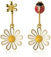 🌼 sluynz 925 sterling silver daisy dangle earrings: adorable ladybird flowers drop earrings for women and teen girls logo