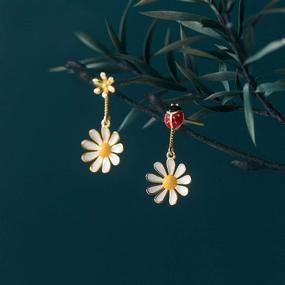 img 3 attached to 🌼 SLUYNZ 925 Sterling Silver Daisy Dangle Earrings: Adorable Ladybird Flowers Drop Earrings for Women and Teen Girls