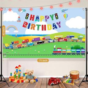 img 3 attached to 🎉 Transportation Birthday Party Supplies: The Ultimate Traffic Backdrop and Decorations Package for Boys and Girls' Car, Bus, Train, Plane, Ship, and Automobile Theme Celebrations!