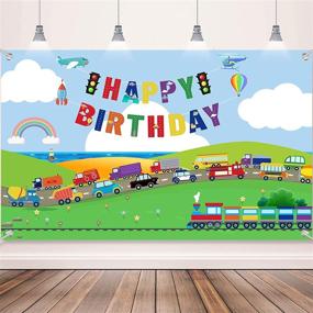 img 4 attached to 🎉 Transportation Birthday Party Supplies: The Ultimate Traffic Backdrop and Decorations Package for Boys and Girls' Car, Bus, Train, Plane, Ship, and Automobile Theme Celebrations!