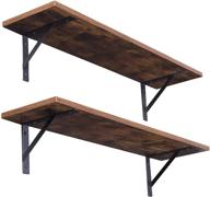 📚 dinzi lvj long wall shelves, 31.5 inch set of 2, easy-to-install wall storage ledges with sturdy metal brackets for living room, bathroom, bedroom, kitchen - rustic brown logo