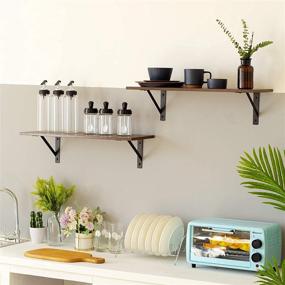 img 1 attached to 📚 DINZI LVJ Long Wall Shelves, 31.5 Inch Set of 2, Easy-to-Install Wall Storage Ledges with Sturdy Metal Brackets for Living Room, Bathroom, Bedroom, Kitchen - Rustic Brown