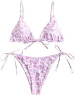 👙 zaful women's halter ribbed polka dot tie dye string bikini set - stylish swimsuit for a fashionable beach look logo