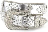 🔩 rhinestone-studded genuine leather belt with cross charm logo