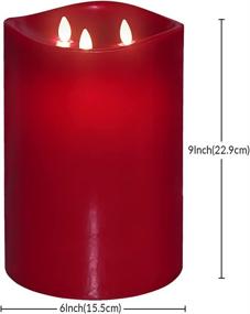 img 3 attached to 🕯️ Burgundy Red 6”×9“ Huge Flickering Flameless Candle: Real Wax 3-Wick LED Pillar with Moving Wick – Perfect for Home, Kitchen, Christmas & Fireplace Decoration