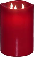 🕯️ burgundy red 6”×9“ huge flickering flameless candle: real wax 3-wick led pillar with moving wick – perfect for home, kitchen, christmas & fireplace decoration логотип