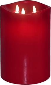 img 4 attached to 🕯️ Burgundy Red 6”×9“ Huge Flickering Flameless Candle: Real Wax 3-Wick LED Pillar with Moving Wick – Perfect for Home, Kitchen, Christmas & Fireplace Decoration