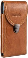 📱 hengwin genuine leather vertical cell phone holster | samsung galaxy a72 a52 a12 a02 s21+ note 20 ultra moto one 5g lg stylo 6 oneplus nord n10 5g | brown belt case pouch with belt clip loop holder logo