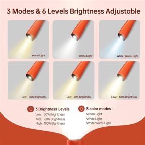 img 3 attached to 📚 Rechargeable Neck Reading Light for Bed and Beyond – 3 Colors, 6 Brightness Levels, Eye-Caring, Long-Lasting, Perfect for Reading, Knitting, Camping, Repairing, and Travel – Orange