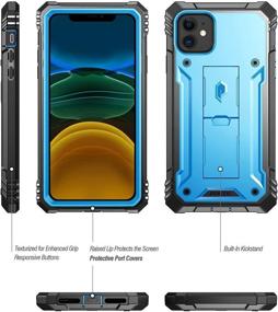 img 3 attached to Poetic Revolution Series iPhone 11 Rugged Case - Blue, with Kickstand, Full-Body Dual-Layer Shockproof Protection, Built-in-Screen Protector, for Apple iPhone 11 (2019) 6.1 Inch