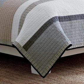 img 3 attached to Nautica Home - Tideway Collection Bed Quilt - 100% Cotton, Reversible, All Season Bedding, Pre-Washed for Extra Softness, Queen Size, Tan/Grey