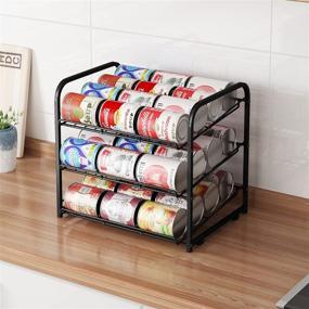 img 3 attached to AIYAKA 3 Tier Stackable Can Rack Organizer - Food Storage Solution for Kitchen Cabinets or Countertops - Holds up to 36 Cans - Sleek Black Design