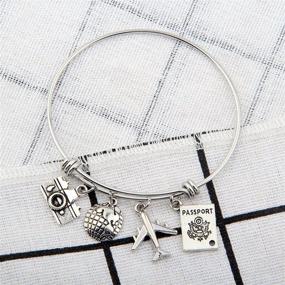 img 1 attached to 🌍 SEIRAA Travel Bracelet: A Stylish Expandable Wire Bangle with Charms, Perfect Gift for Travel Enthusiasts