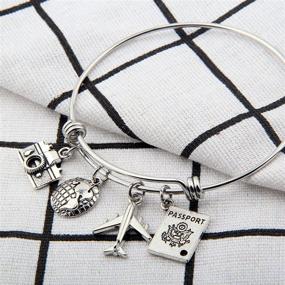 img 3 attached to 🌍 SEIRAA Travel Bracelet: A Stylish Expandable Wire Bangle with Charms, Perfect Gift for Travel Enthusiasts