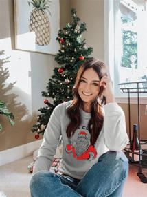 img 1 attached to 🎅 Stylish Santa Christmas Sweatshirt for Women - Perfect Xmas Gift and Casual Long Sleeve Tee