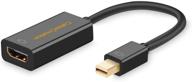 🔌 кабель-адаптер cablecreation active mini displayport to hdmi 4k - конвертер совместимый с thunderbolt для macbook, imac, surface pro - черный. логотип