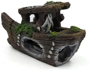 img 4 attached to Aquarium Sunken Ship: Enhancing Betta Fish Tank with Shipwreck Battleship Decoration and Hideout - AnxunJim Product