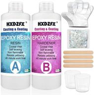 🎨 epoxy resin clear crystal coating kit 600ml/23oz - art, craft, jewelry making, river tables - includes resin glitter, gloves, measuring cup, and wooden sticks logo
