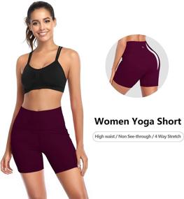 img 3 attached to DAYOUNG Women Yoga Shorts: High Waist Tummy Control, Workout, Biker, Running, Athletic - Compression Shorts with Pockets
