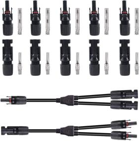 img 4 attached to Solar Panel Extension Adaptor Cables - Glarks Pair, M/FF and F/MM Y Branch Parallel Adapter Cable Wire Plug with 5 Pair Male/Female Cable Connectors Set, Ideal for Solar Panels