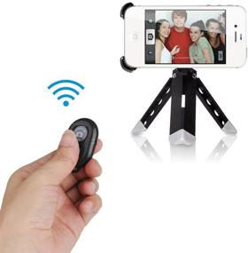 img 2 attached to Enhance Smartphone Photography with eCostConnection Wireless Remote Control Shutter Buttons: Compatible with iPhone and Android Smartphones, Black, Round Design with Bonus Microfiber Cleaning Cloth