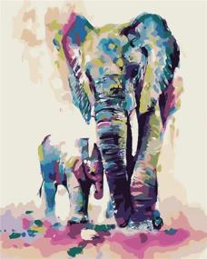 img 4 attached to WISKALON Paint by Numbers: Colorful Elephant Father and Son DIY Oil Painting Kit for Adults and Kids - Includes Canvas, Acrylic Paints, Brushes, and 3X Magnifier (40cm x 50cm)