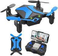 📷 camera drone for kids beginners - app fpv video, voice control, altitude hold, headless mode, trajectory flight, foldable rc quadcopter - light blue - perfect boys gifts girls toys logo