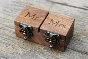 img 1 attached to IdeaWoodCompany Wooden Ring Bearer Box - Unique Ring Holder - Wedding 🌲 mrs mr Double Ring Box - Alternative to Pillow - Ideal for Wedding Ceremony