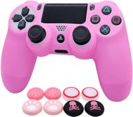 🎮 pink silicone ps4 controller skin ralan - compatible with ps4 slim/ps4 pro - controller cover protector with 6 pink pro thumb grips and 2 skull cap grips logo