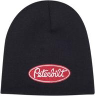 stay warm in style with peterbilt motors black knit winter beanie logo