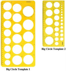 img 3 attached to 🔷 Swpeet 12Pcs Plastic Yellow Geometric Drawings Templates Kit with Pencil and Ruler - 4 Different Stencils for Engineering and Drawing