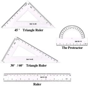 img 1 attached to 🔷 Swpeet 12Pcs Plastic Yellow Geometric Drawings Templates Kit with Pencil and Ruler - 4 Different Stencils for Engineering and Drawing