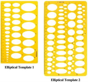 img 2 attached to 🔷 Swpeet 12Pcs Plastic Yellow Geometric Drawings Templates Kit with Pencil and Ruler - 4 Different Stencils for Engineering and Drawing